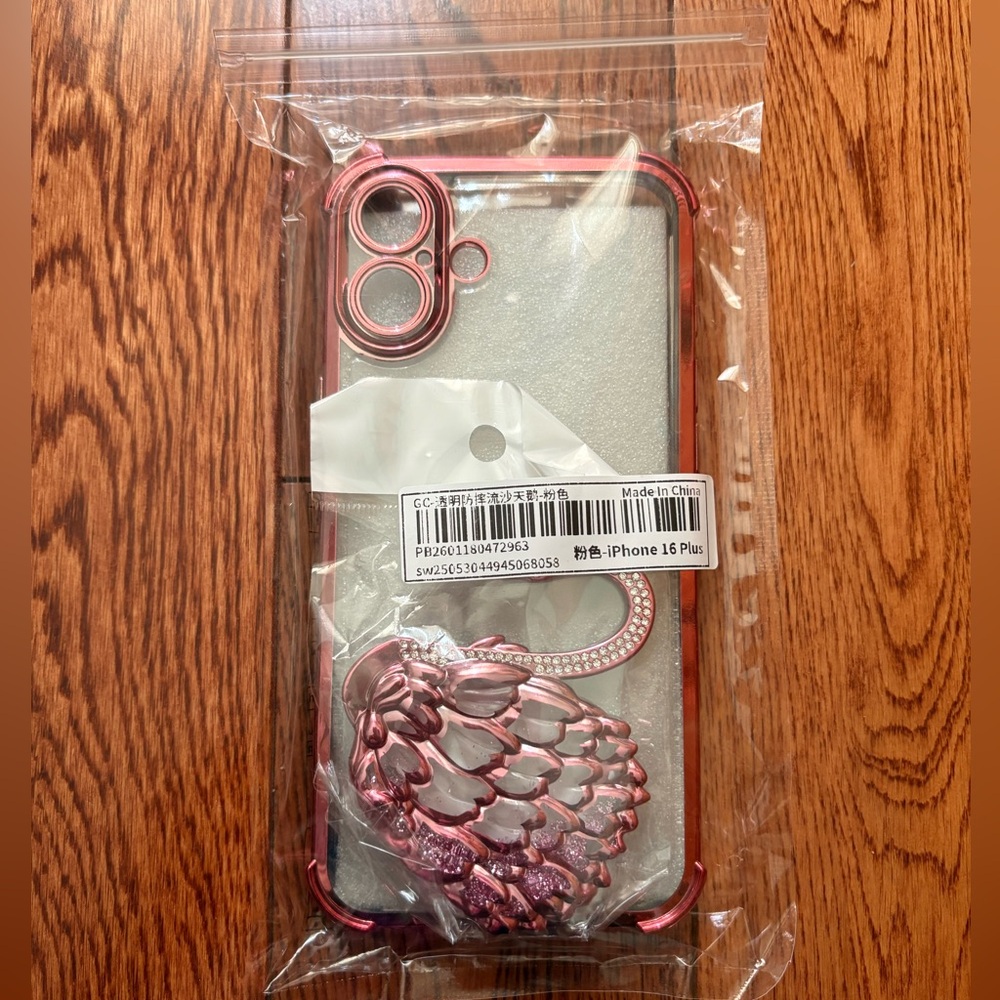 Elegant Rose Gold iPhone 16 Plus Case with Charm